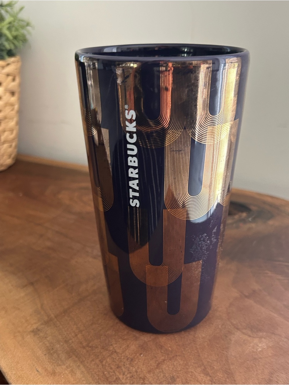 Starbucks Navy and Gold Siren Mermaid Ceramic Travel Tumbler